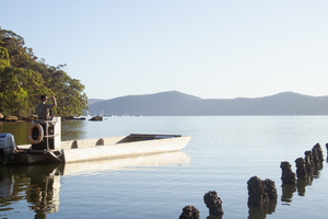 A photo of our Australian pearl oyster leases where our Australian Akoya pearls are cultivated in the calm waters of our Broken Bay Pearl Farm, located in Mooney Mooney on the Hawkesbury River.