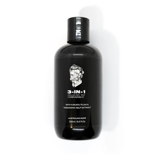 The Modern Pirate 3 in 1 Daily Wash is an easy to use dual-purpose shower time saver that combines Shampoo/Conditioner & Bodywash.
