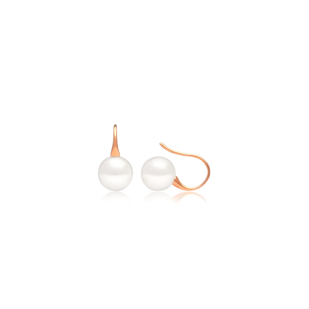 A pair of stunning Acacia Petite Pearl Hook Earrings featuring our Broken Bay grown Australian Akoya pearls set in rose gold.