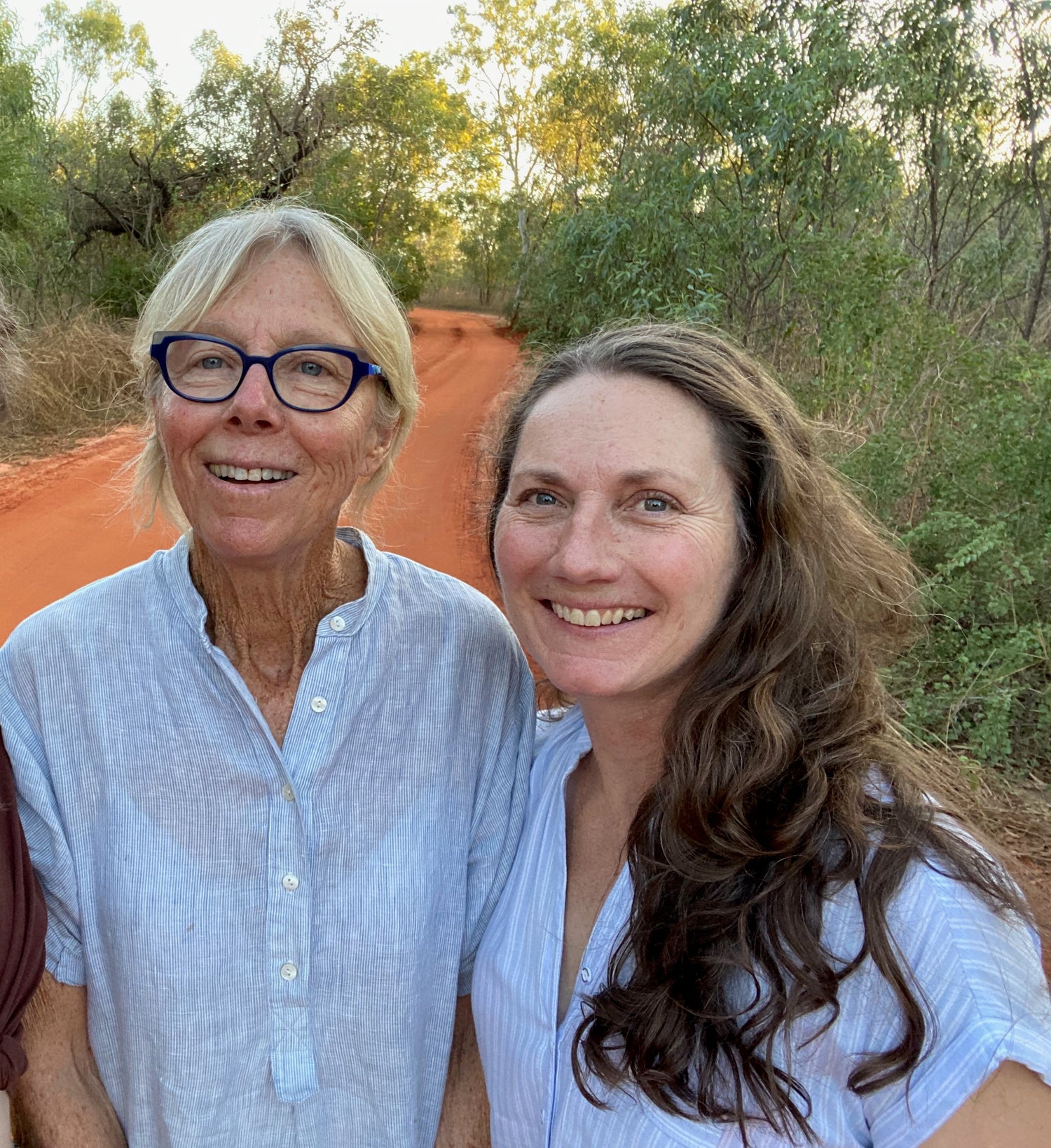 A photo of Alison Brown and the author of About a Girl, About a Pearl memoir at Cygnet Bay Pearl Farm.