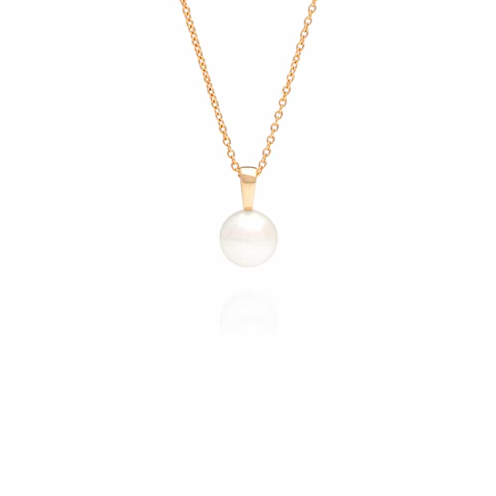 A stunning Cocos Pendant featuring a round Australian South Sea pearl set in yellow gold, and hung from a matching yellow gold chain.