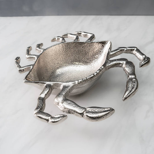 Crafted with meticulous attention to detail, this large bowl is perfect for serving your favorite dishes in style. Made from high-quality silver aluminum, it boasts a unique textured design that mimics the intricate patterns found on a crab's shell.