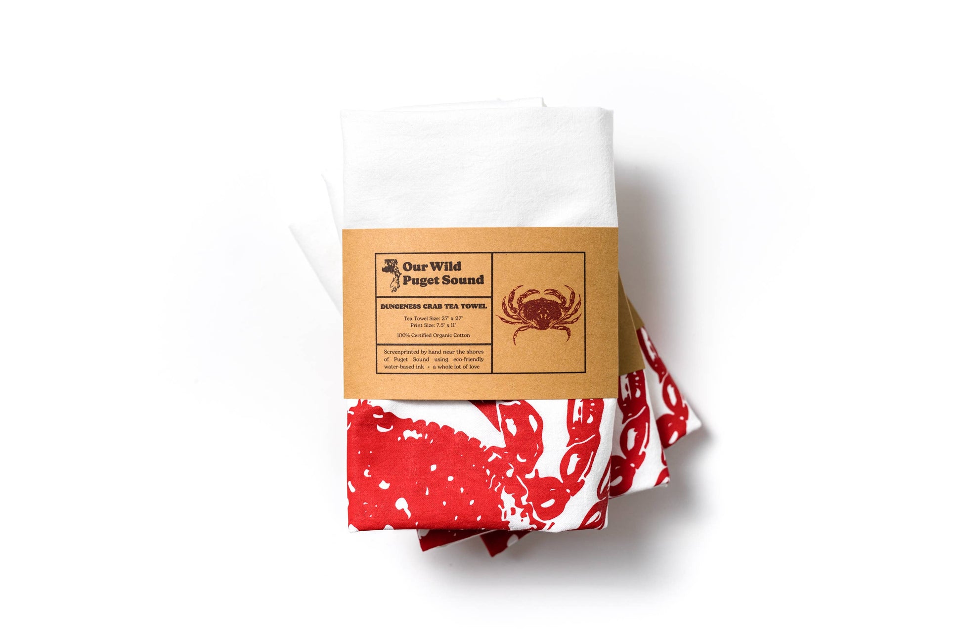 Product packaging with a red and white patterned design on a white background