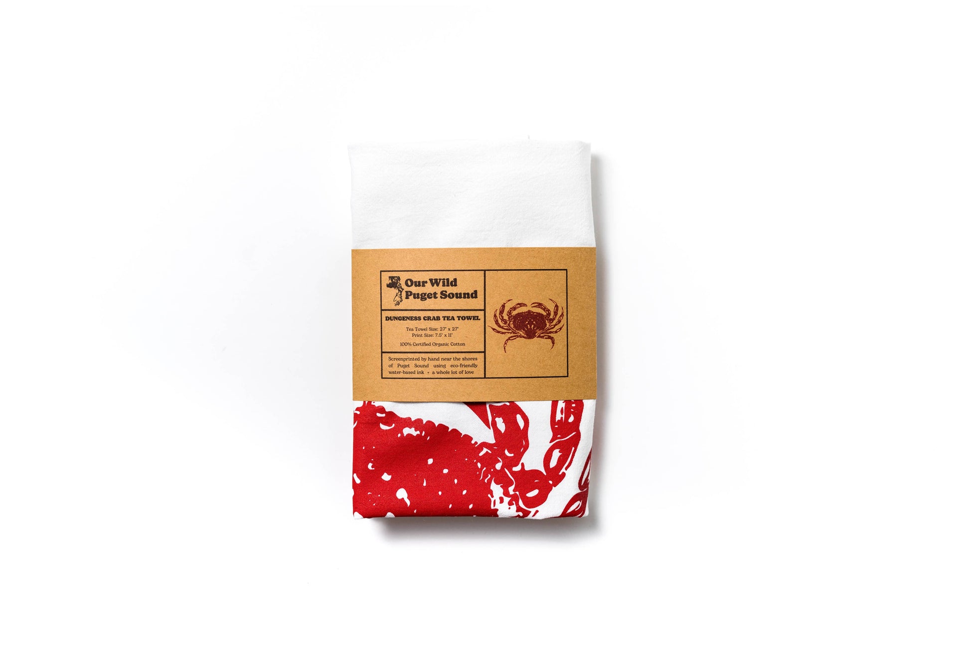 Product packaging with a red and white design on a white background