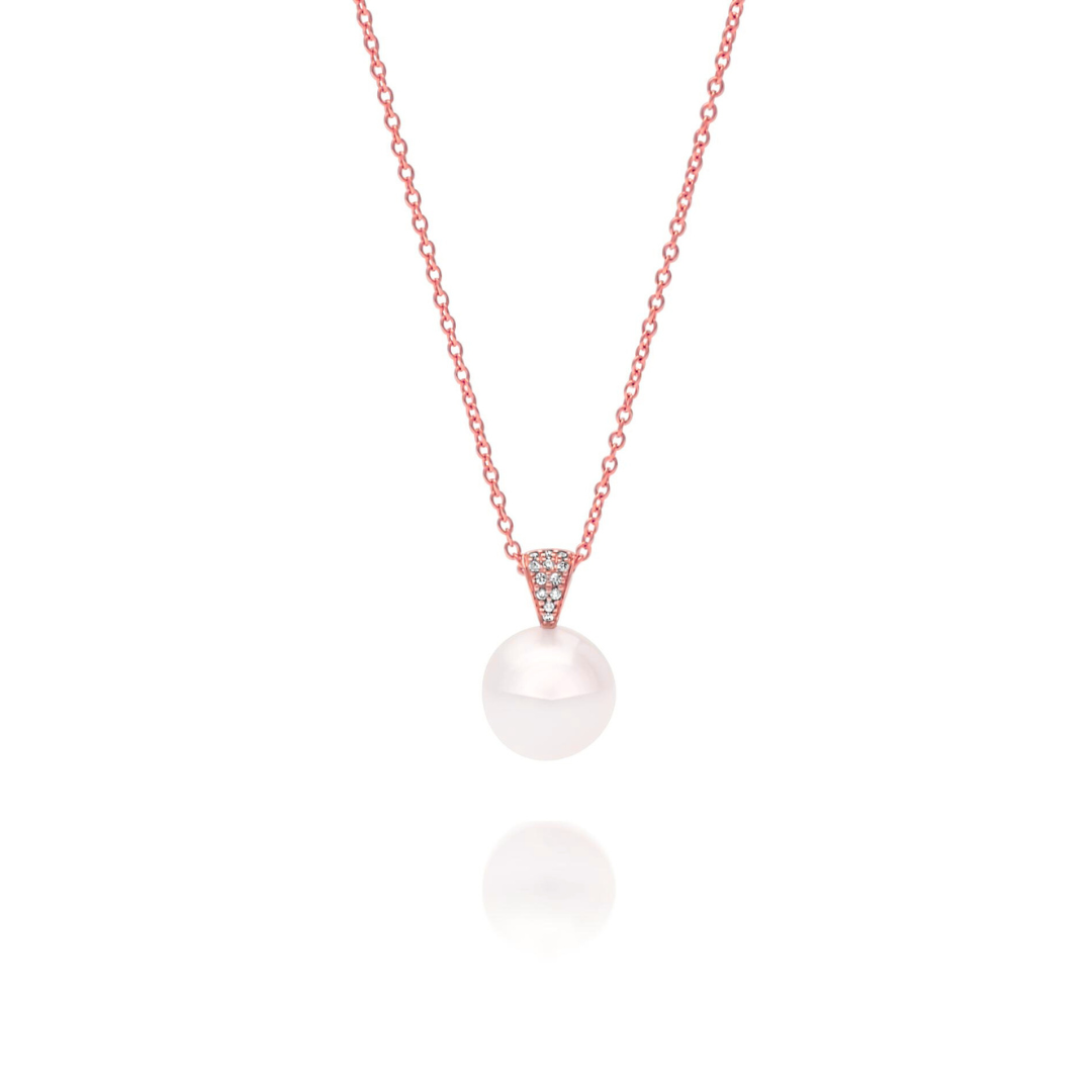 A beautiful Australian South Sea pearl pendant set with a stunning array of white diamonds in rose gold.