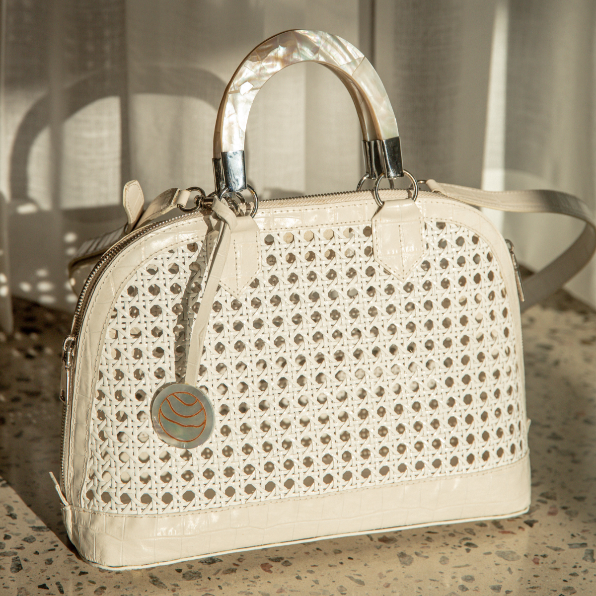 White Leather Alice Bag Books, Souvenirs Giftware Pearls of