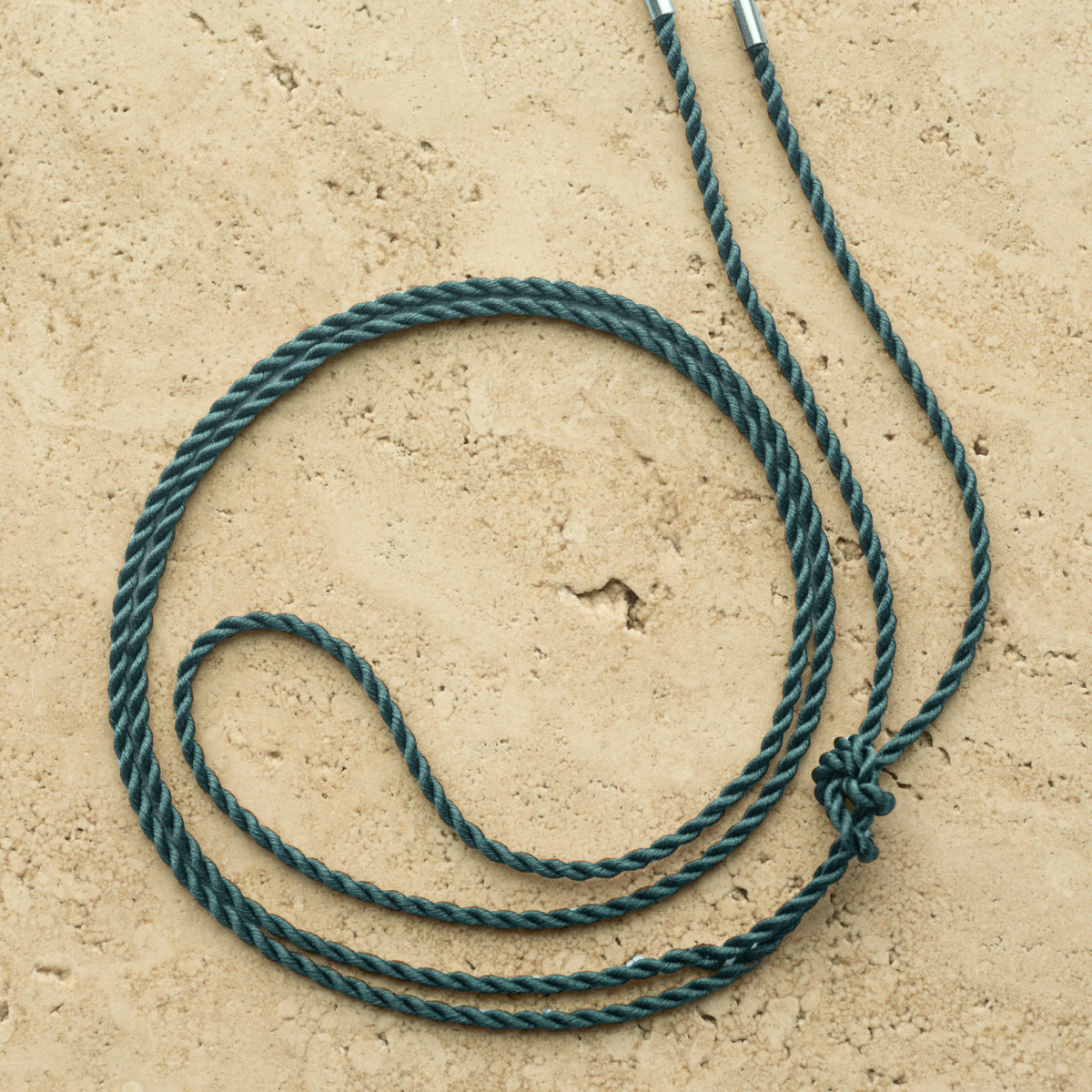 Silk Black Cord Necklace 2mm 100cm Stainless Steel - White Colour