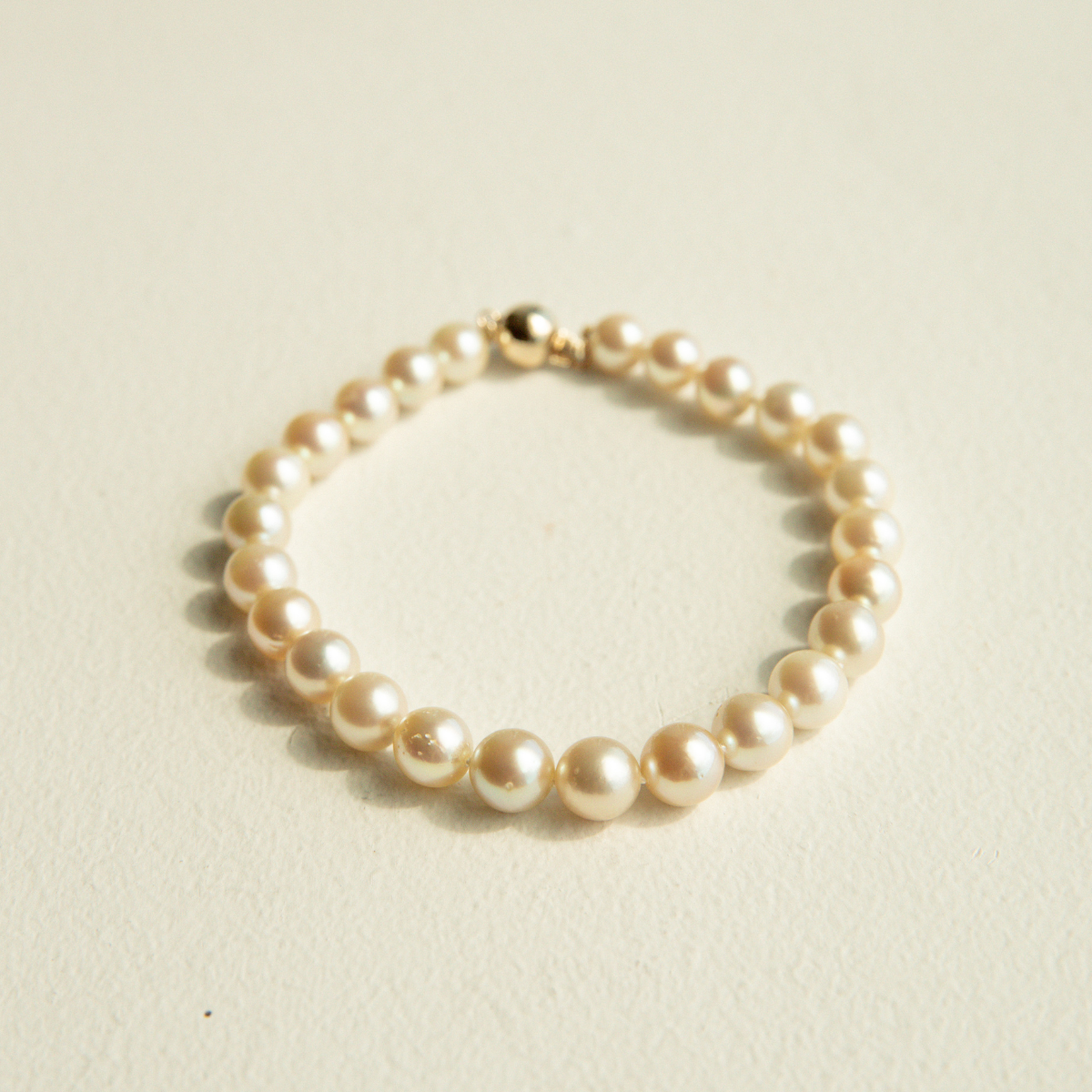 Strand Bracelet Australian Akoya Broken Bay 6.5-7.5mm AAA/AA 25pc 9ct Yellow Gold