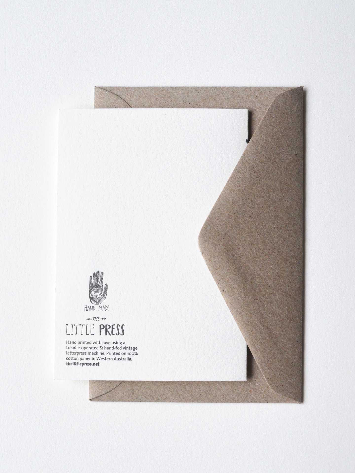 Foil printed hand drawn design, on sustainably sourced card.