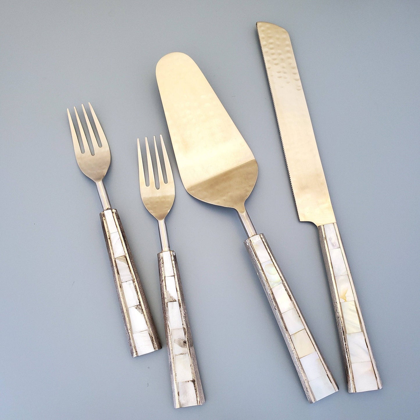 Mother of Pearl Inlay Cake Knife Set & Forks
