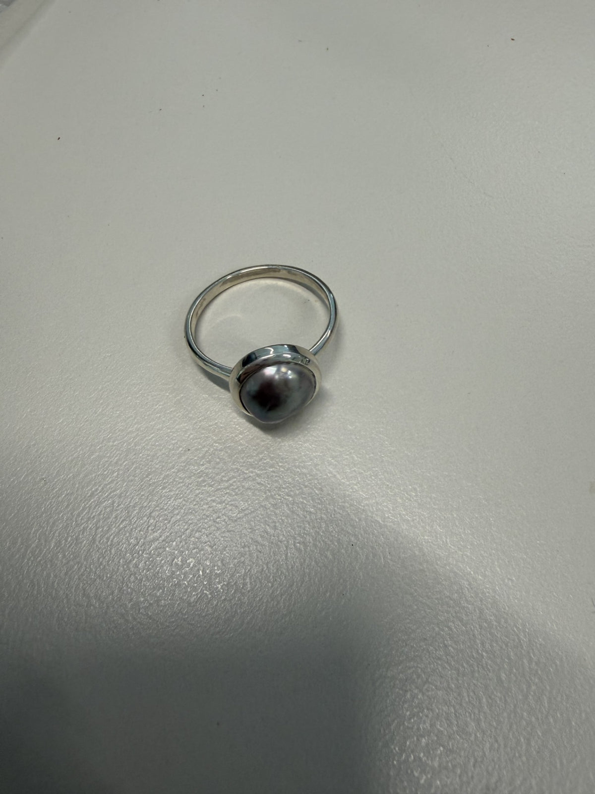 Abrolhos BL Keshi Ring, Argentium Sterling Silver