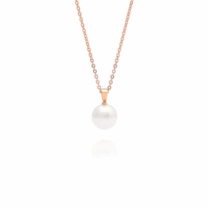 An Australian South Sea pearl set in rose gold, hung on a chain.