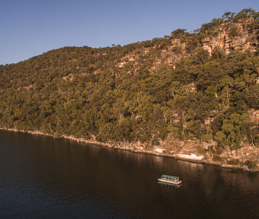 A farm cruise on the lower Hawkesbury River at our Broken Bay Pearl Farm in NSW.