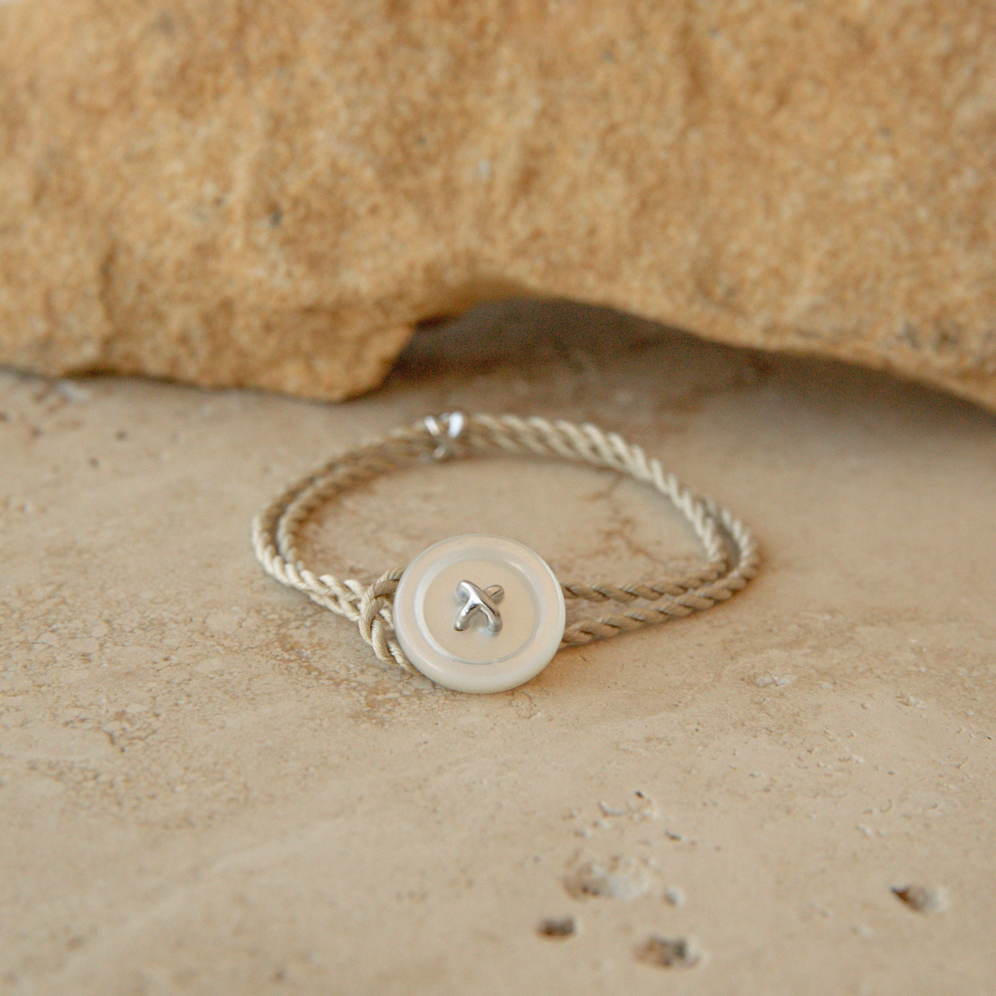 Button Mother of Pearl Silk Bracelet