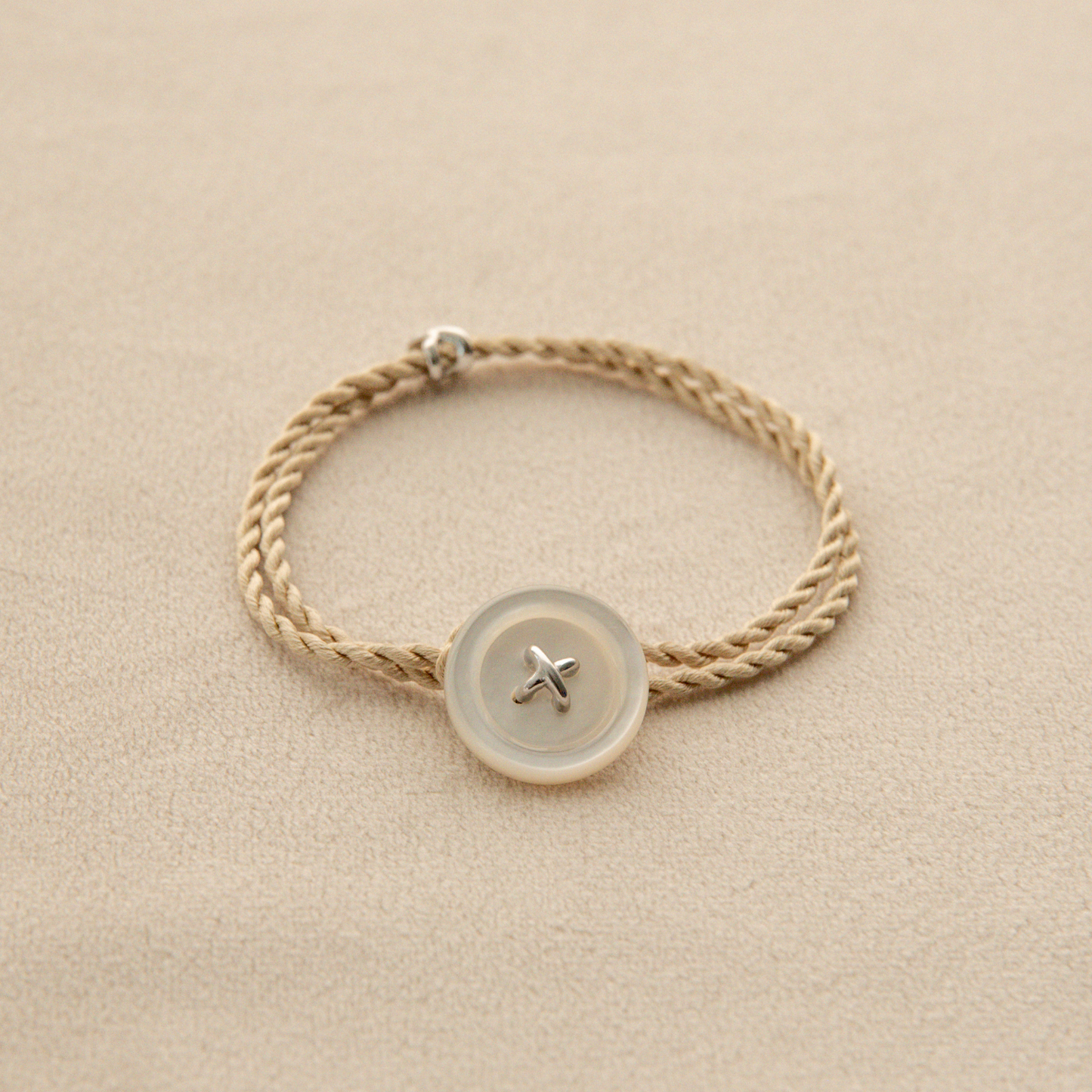 Button Mother of Pearl Silk Bracelet