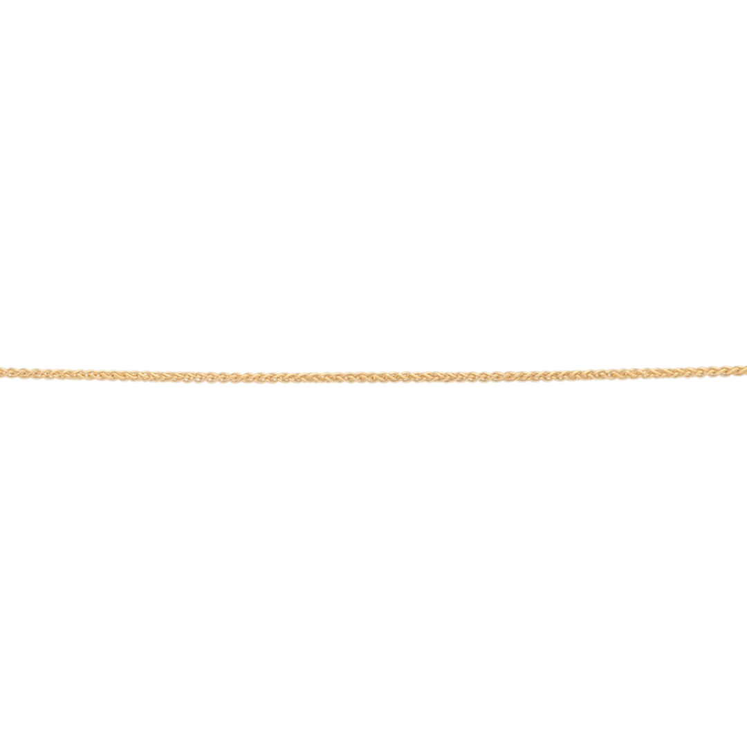 A gorgeous wheat solid gold chain in yellow gold.