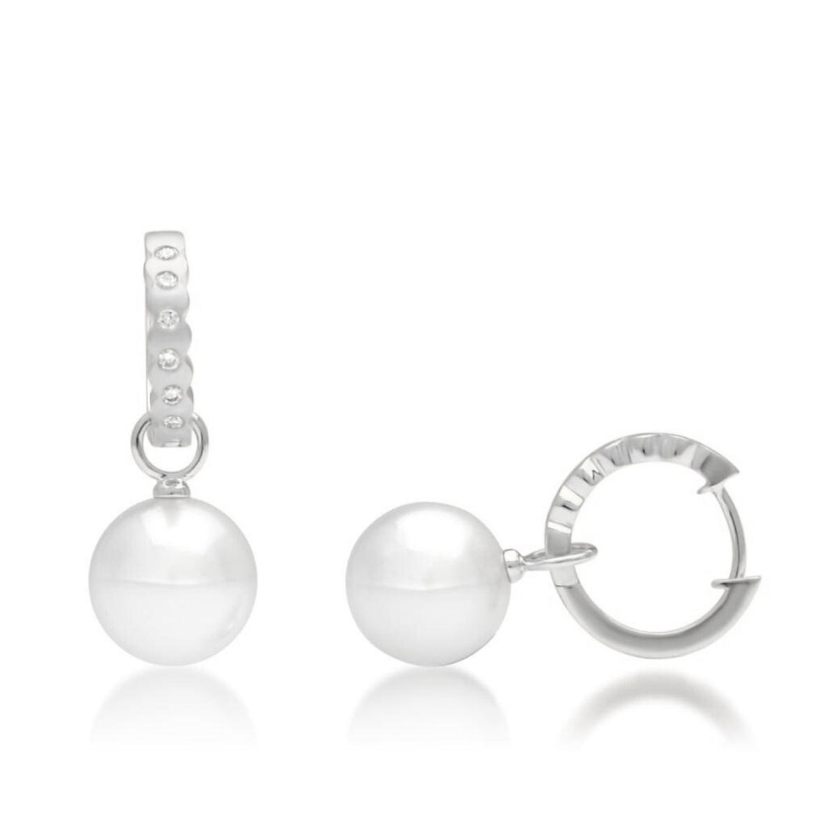 Cocos Huggies Polished Australian South Sea Cygnet Bay Round 11mm A3 Diamonds 12=0.18ct H/SI