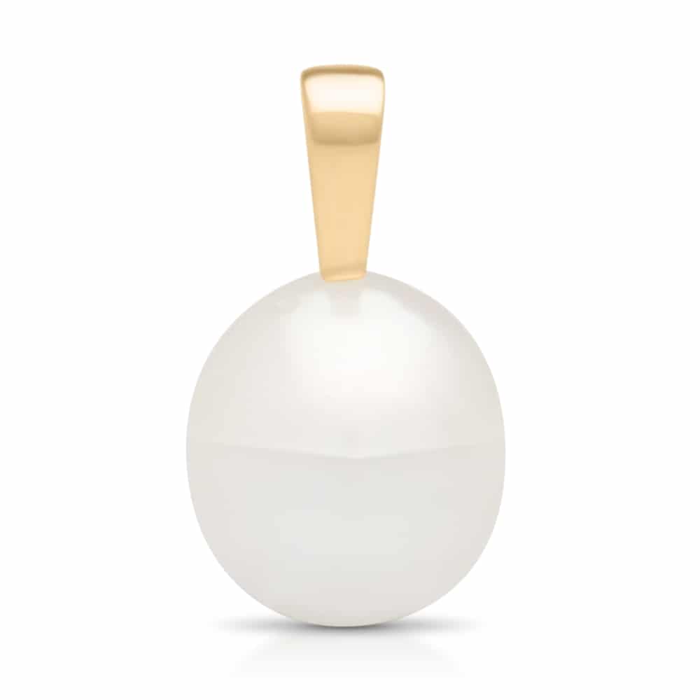 An Australian South Sea Cocos Drop pearl pendant set in yellow gold.