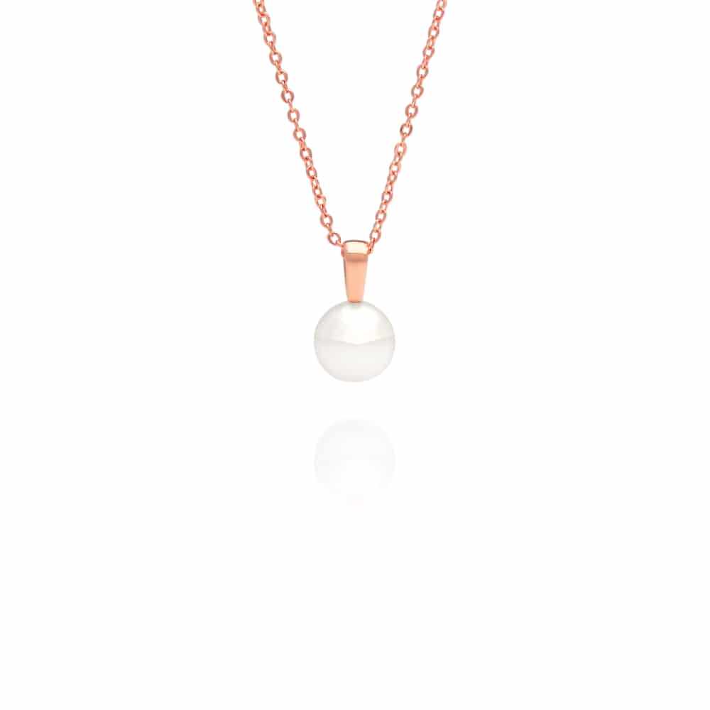 A stunning Cocos Pendant featuring a round Australian South Sea pearl set in rose gold, and hung from a matching rose gold chain. 