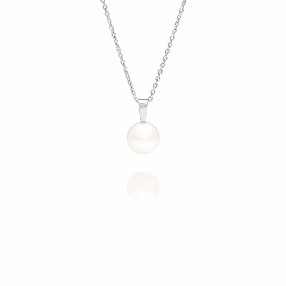 A stunning Cocos Pendant featuring a round Australian South Sea pearl set in white gold, and hung from a matching white gold chain. 