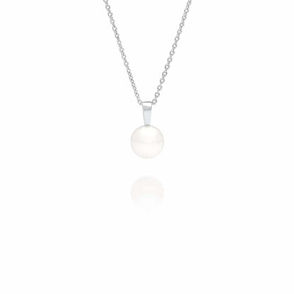 A stunning Cocos Pendant featuring a round Australian South Sea pearl set in white gold, and hung from a matching white gold chain. 