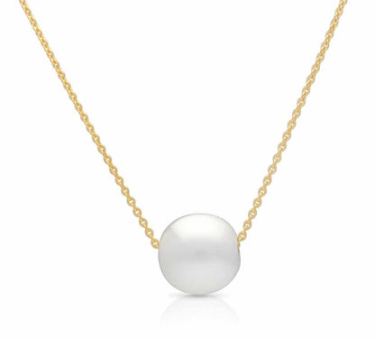 A beautiful, round pearl from our Cygnet Bay Pearl Farm set on a yellow gold chain.