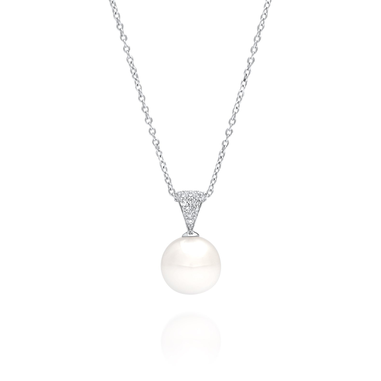 A magnificent pearl pendant featuring an Australian South Sea pearl set alongside a myriad of white diamonds in white gold.