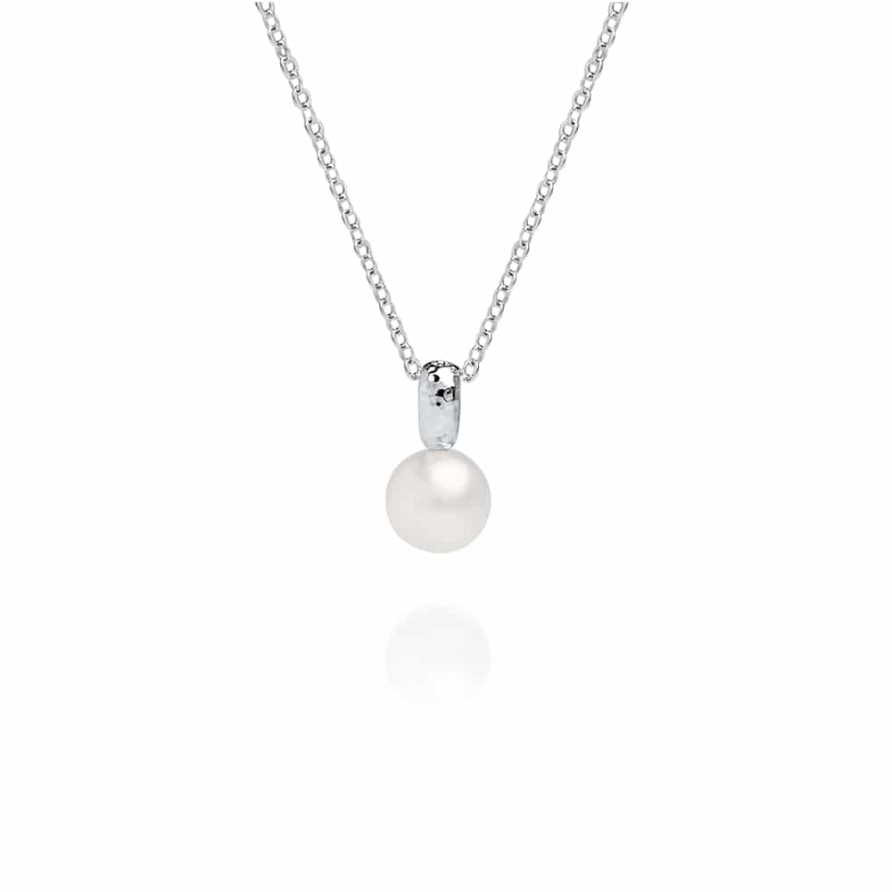 A stunning Australian South Sea pearl pendant set in a unique Impressions design with a hammered finish in white gold. 