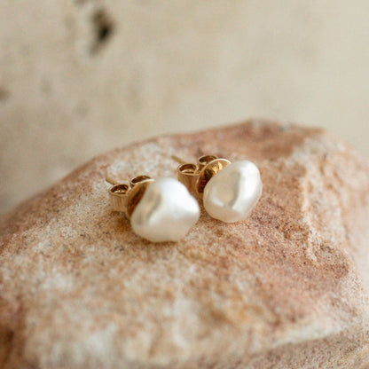 A pair of stunning Australian South Sea Keshi pearl studs.