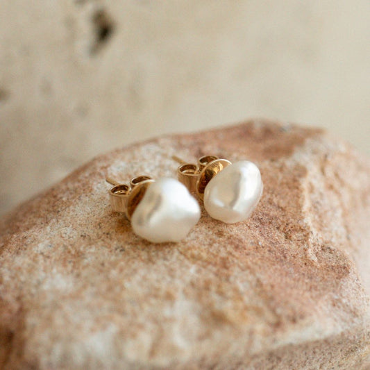 A pair of stunning Australian South Sea Keshi pearl studs.