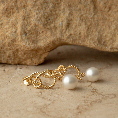 Knotted Rope Studs Australian South Sea Cygnet Bay Drop 10mm B1 Sterling Silver