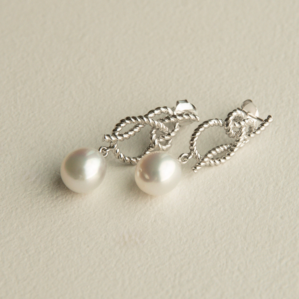 Knotted Rope Studs Australian South Sea Cygnet Bay Drop 10mm B1 Sterling Silver