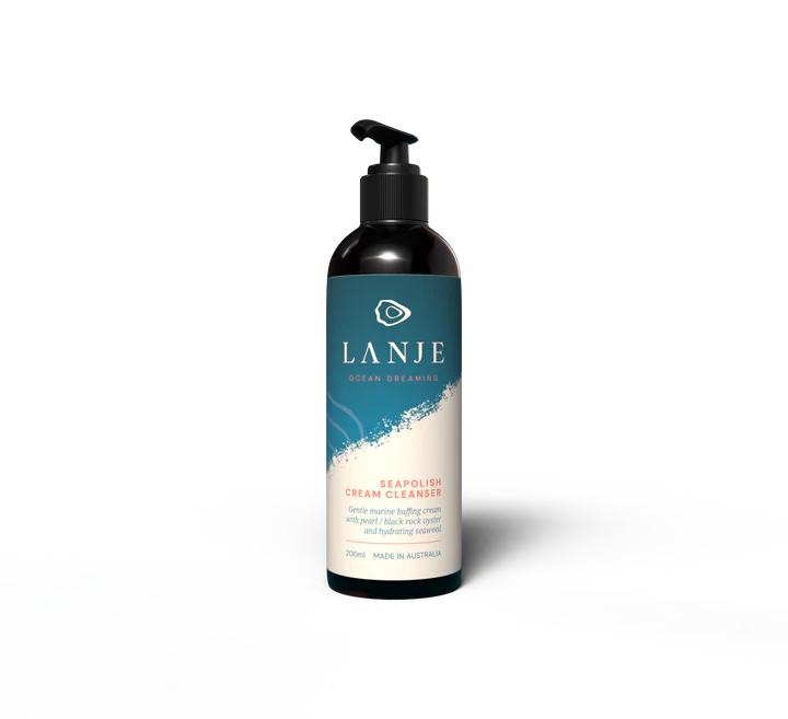 LANJE seapolish cream cleanser bottle on a white background