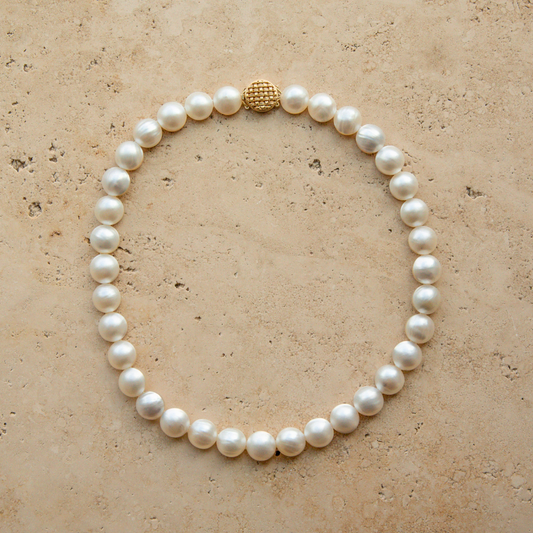 Strand Necklace Australian South Sea Cygnet Bay Mabe 13.5-14.5mm 37pcs 45cm Gold Plated Brass Clasp
