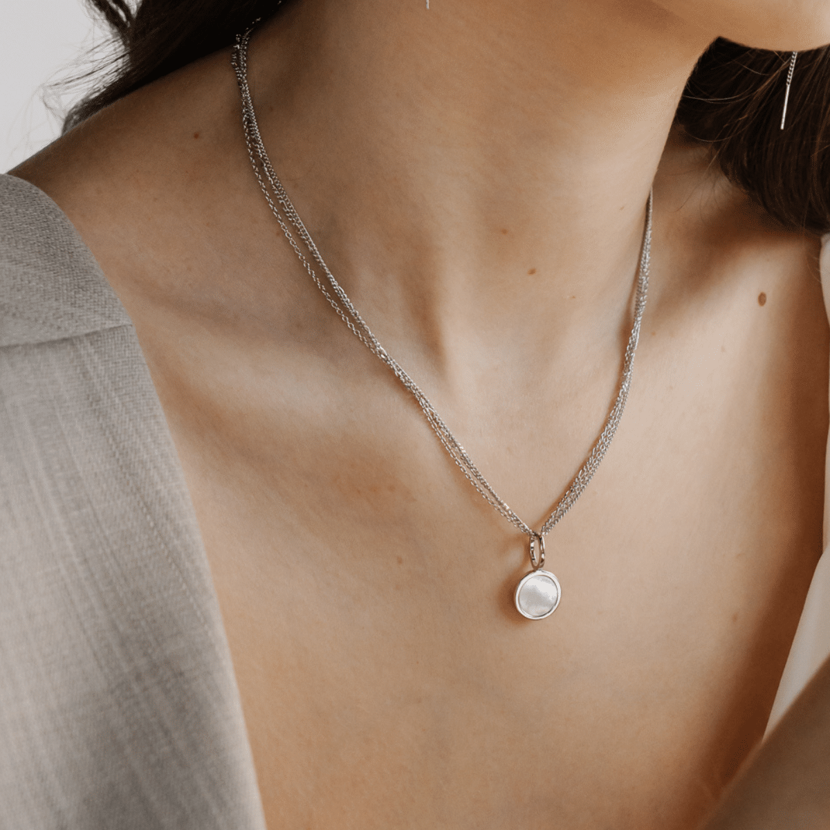 The timeless My Planet Necklace features our Cygnet Bay (WA) Australian South Sea Mother of Pearl shell set in Sterling Silver on a chain.