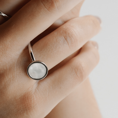 The timeless My Planet Ring features our Cygnet Bay (WA) Australian South Sea Mother of Pearl shell set in Sterling Silver.