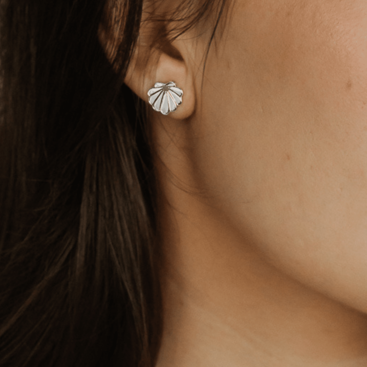 The stunning Petite Shell Studs features our Cygnet Bay (WA) grown Australian South Sea Mother of Pearl shell set in Sterling Silver.