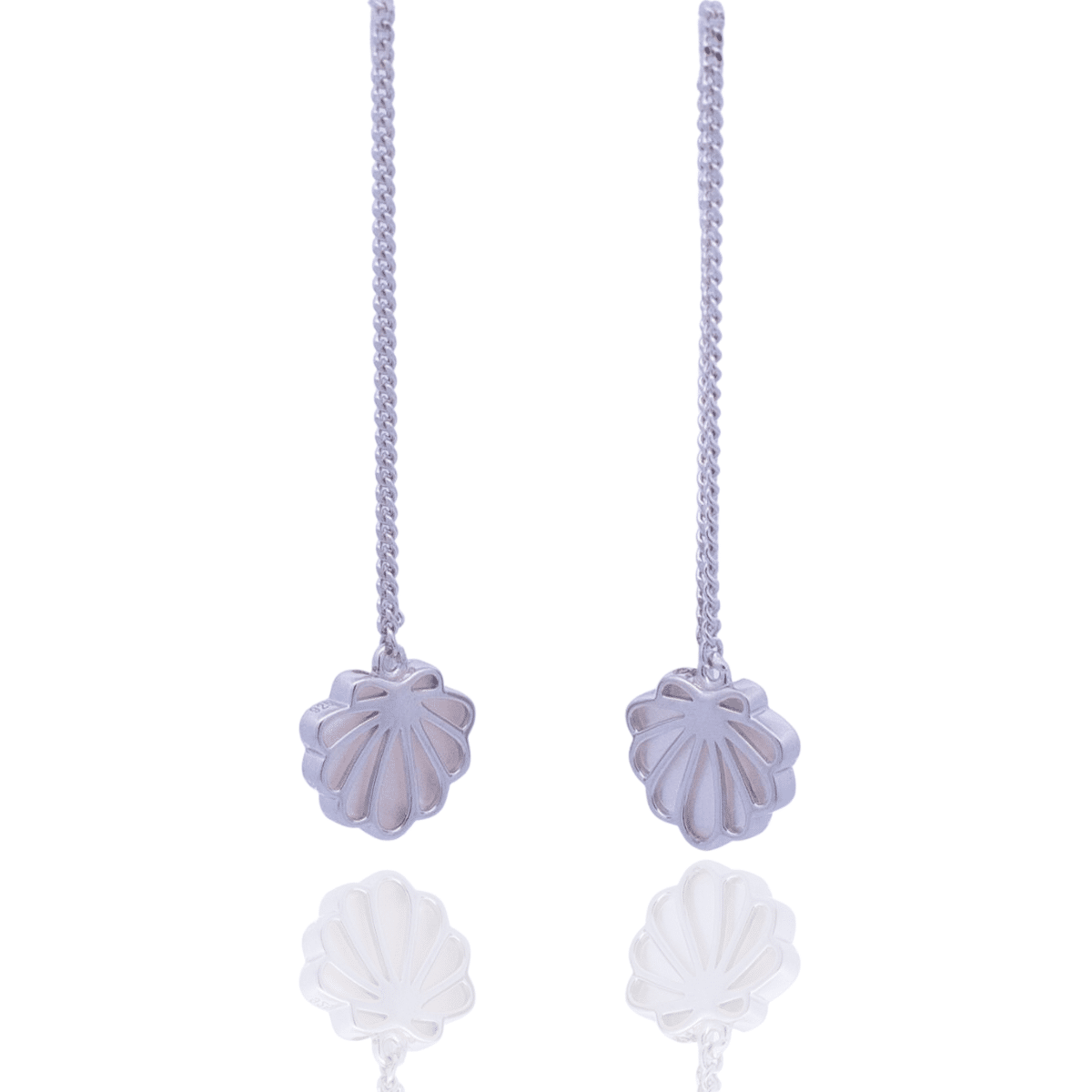 The stunning Petite Shell Thread Through Earrings features our Cygnet Bay (WA) grown Australian South Sea Mother of Pearl shell set in Sterling Silver.