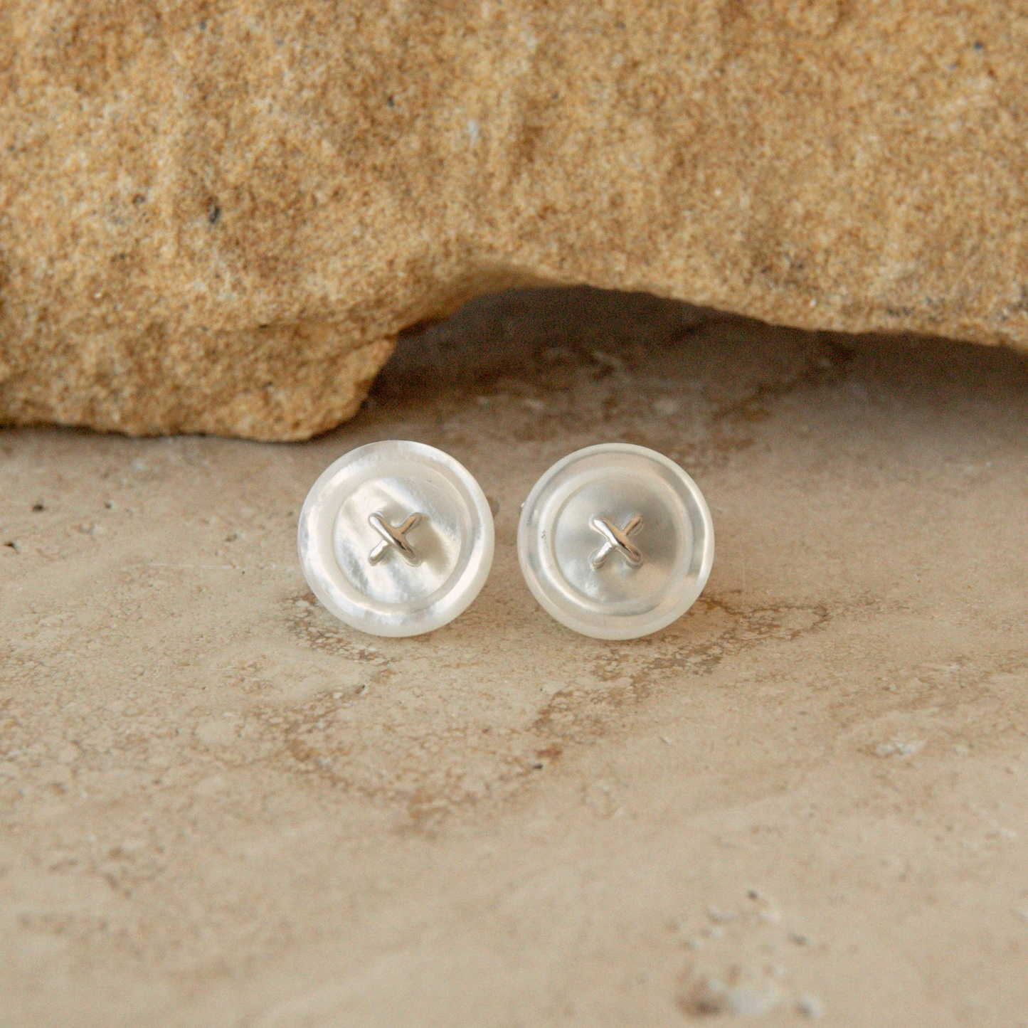 Large Button Mother of Pearl Studs