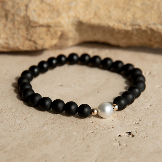 Onyx Australian South Sea Cygnet Bay Near Round 8.5mm B1 Bracelet 19cm