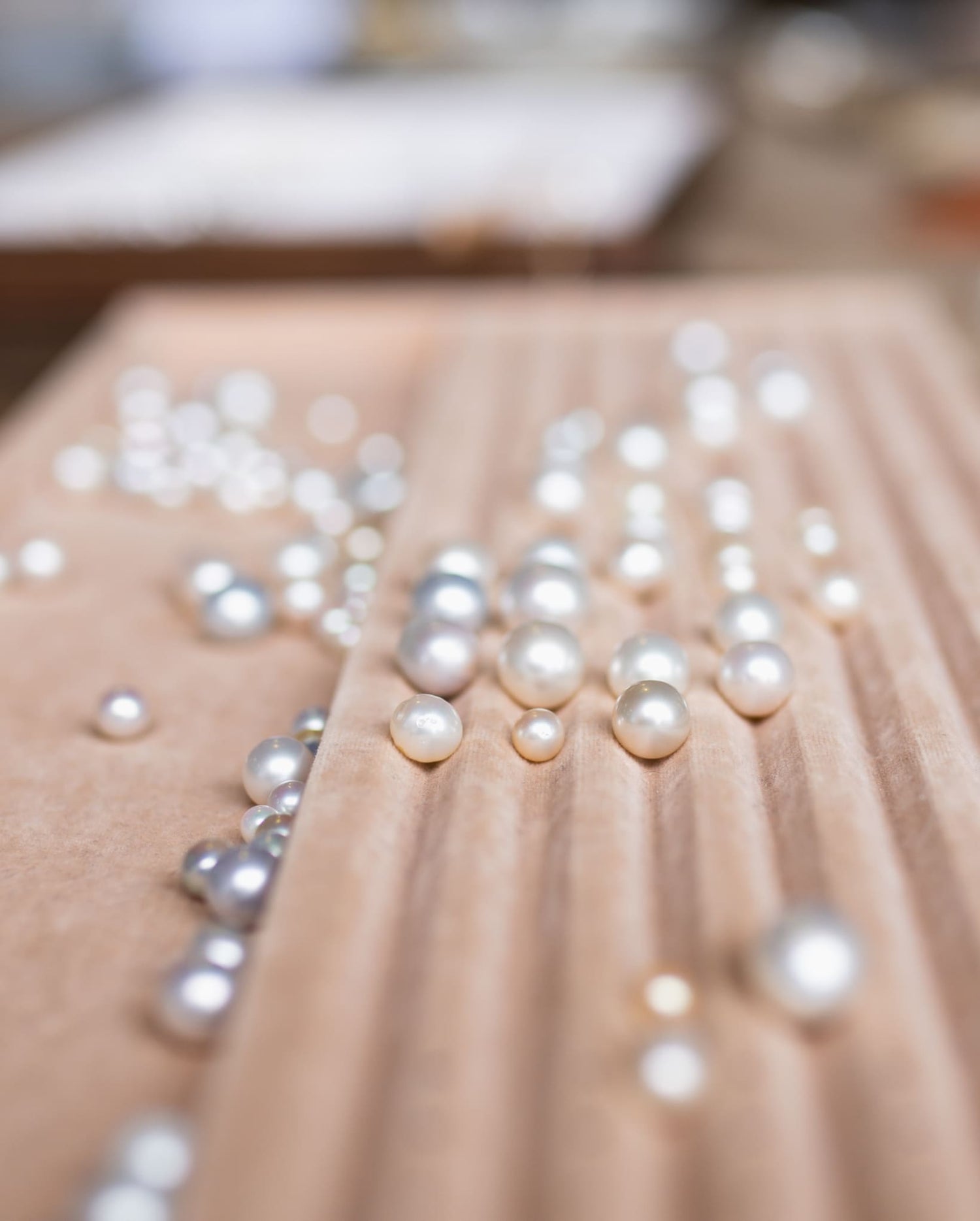 A tray of beautiful Australian pearls grown at both our Cygnet Bay and Broken Bay pearl farms. Showcasing an array of colours, sizes, shapes, and species.