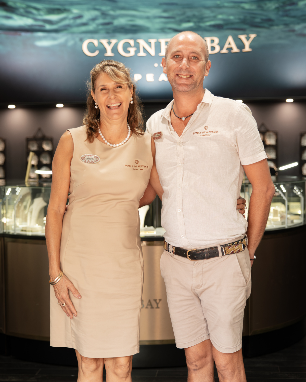 Our friendly Broome sales persons standing in front of the Broome Showroom cabinetry. 