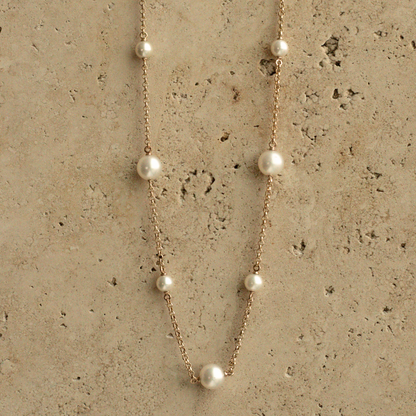 This incredible Provenance Pearl Necklace features three Cygnet Bay (WA) grown Australian South Sea pearls and four Broken Bay (NSW) grown Australian Akoya pearls set on an adjustable gold chain.