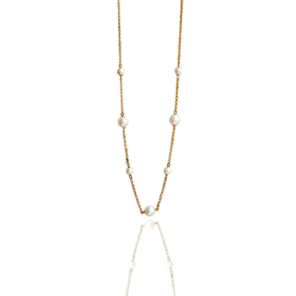 This incredible Provenance Pearl Necklace features three Cygnet Bay (WA) grown Australian South Sea pearls and four Broken Bay (NSW) grown Australian Akoya pearls set on an adjustable yellow gold chain.