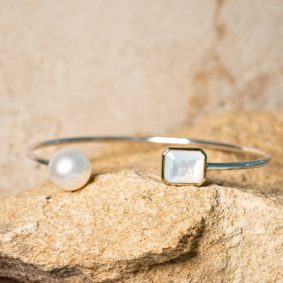 Radiance Mother of Pearl & Pearl Bangle | Pearls of Australia