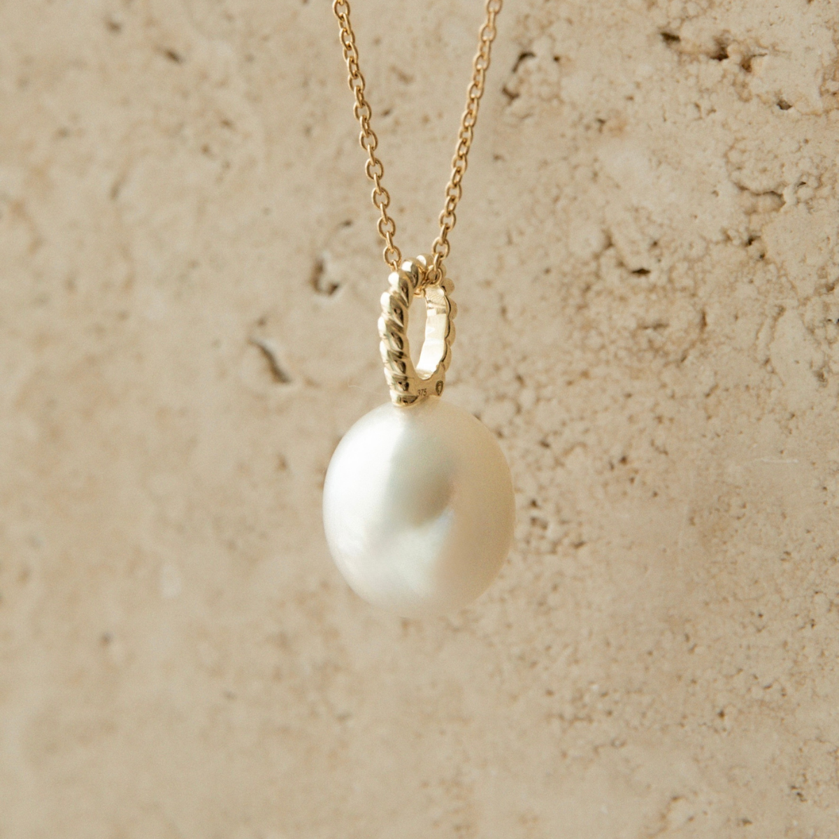 Rope Pendant Australian South Sea Cygnet Bay Drop 12mm A3 9ct Yellow Gold
