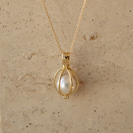 Round Cage Pendant Australian South Sea Cygnet Bay Drop 10.5mm B1 45cm