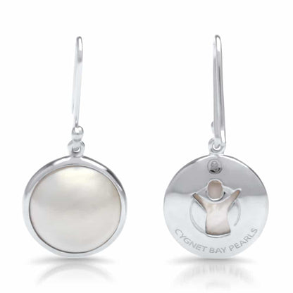 These gorgeous Save the Children Pearl Hook Earrings feature Cygnet Bay (WA) grown Australian South Sea Mabe pearls set in sterling silver.