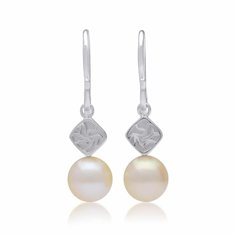 A pair of elegant Seagrass Pearl Hook Earrings feature Broken Bay (NSW) grown Australian Akoya pearls set in white gold.