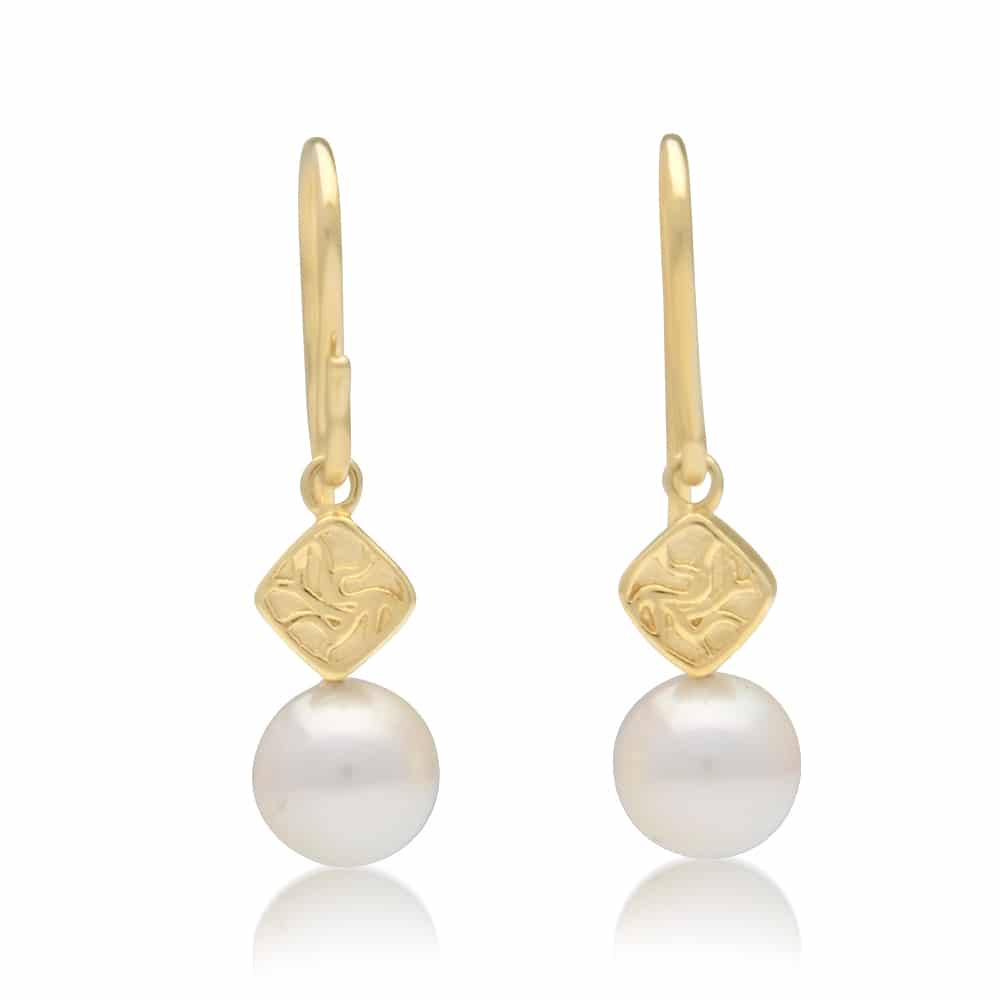 A pair of elegant Seagrass Pearl Hook Earrings feature Broken Bay (NSW) grown Australian Akoya pearls set in yellow gold.